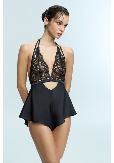 Penti Siyah Ember Teddy Tulum