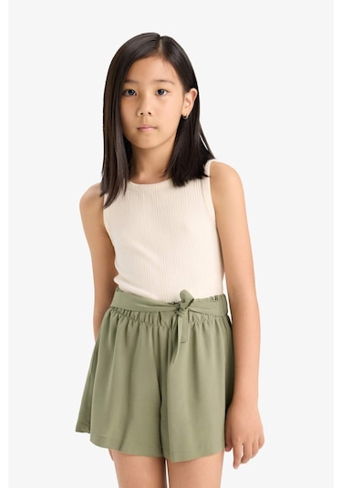 Defacto Kız Çocuk Bisiklet Yaka Basic Düz Atlet Z7815a625hser42 Ekru