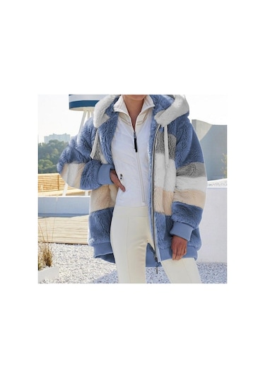 Kış Kadın Moda Kapşonlu Sıcak Gevşek Ceket Kadınlar İçin Patchwork Giyim Fermuar Bayanlar Artı Boyutu Kazak Haki Kış Kadın Moda Kapşonlu Sıcak Gevşek Ceket Kadınlar İçin Patchwork Giyim Fermuar Bayanlar Artı Boyutu Kazak Haki