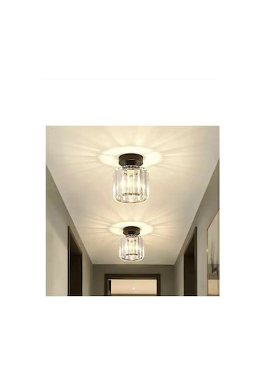 Kristal Taşlı Model Modern Tekli Plafonyer Model Siyah Avize