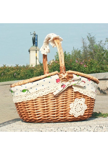 Cbtx Açık Dokuma Piknik Sepeti Pamuk Keten Kumaş Hasır S Kiraz