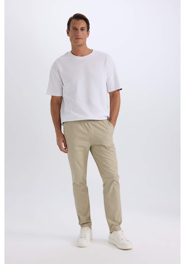 DeFacto %100 Pamuk Yazlık Jogger Chino Pantolon Beli Bağcıklı Cepli Düz Paça Z9933AZ25SPKH488