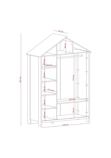 Meltem Kids Cozy Gri Çocuk Odası Üç Kapılı Dolap