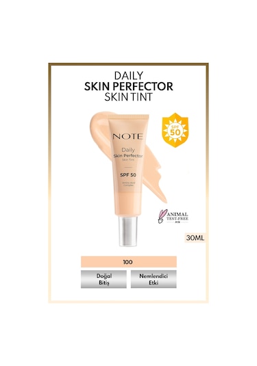 Note Cosmetique Daily Skin Perfector Skin Tint SPF 50 Ton Eşitleyici Doğal Bitişli Renkli Nemlendirici - 100