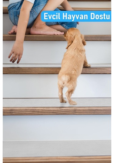 Halifleks Yapışkan Tabanlı Merdiven Basamak Paspası Rip Halı Kaymaz Tabanlı - Beyaz Null