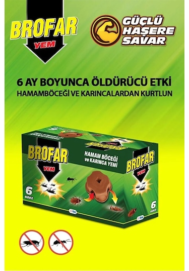 Hamam Böceği Ve Karınca Yemi 6'lı Brofar Böcek Yemi 6 Ay Etkili