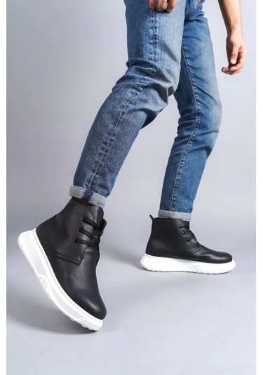 Slw204 Franca Bağcıklı Cilt Erkek Spor Bot Bt Siyah Siyah