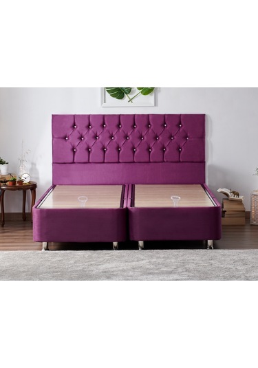 Nironyatak Niron Purple Baza 140X190 Cm Çift Kişilik Sandıklı Mor Kumaş Baza