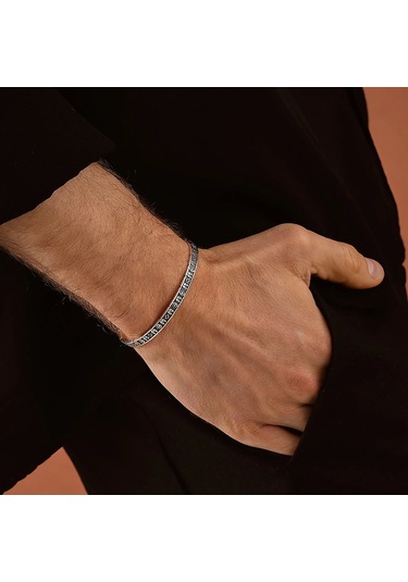 925 Ayar Gümüş Şövalye Maskesi Unisex Kelepçe Bileklik Gümüş