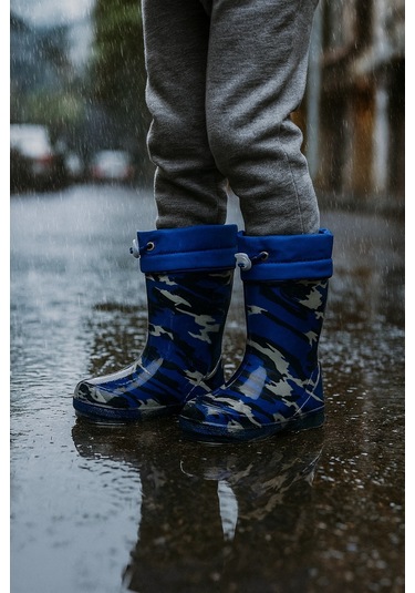 Unisex Çocuk Kamuflaj Desenli Yağmur Çizmesi
