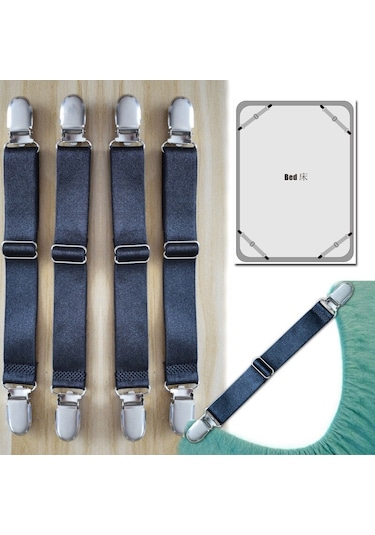 Stil A-ayarlanabilir Klip Kaymaz Çarşaf Tutucular Kemer Siyah Çarşaf Tutucu Kauçuk Gergi Klip Kemer Kanepe Masa Örtüsü
