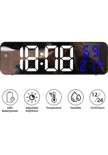 Valkyrie Nem Ölçer Dereceli Led Duvar Ve Masa Alarm Saati Lacivert
