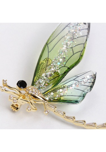 Monyee Yeşil Yncp6119 Pırlanta Bilezikli Böcek Desenli Alaşım Broş - Giyim Dekorasyonu Yeşil