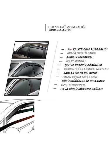 Toyota Corolla 93-98 Cam Rüzgarlığı Marka Mugen 4'lü
