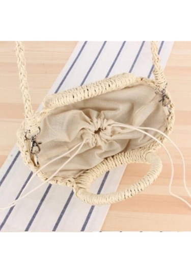 Novahub El Yapımı Rattan Dokuma Plaj Çantası - Kadın Crossbody Çanta - Bej, Haki Rengi, Pratik Tasarım Haki