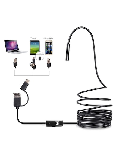 Endoskop Yılan Video Kamera Led'li 10 Metre 7 Mm Sert Kablo