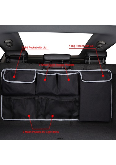 Jeemson Oksijen Kumaşı Sulu Dayanıklı Araba Bagaj Depolama Çantası - Bölmeli Tasarım, Kolay Kurulum, Açık Ve Düzenli İç Mekan