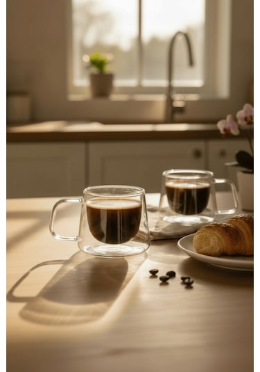 6 Adet 120 Ml Çift Cidarlı Cam Kahve Espresso Bardağı Mıt1284 Şeffaf