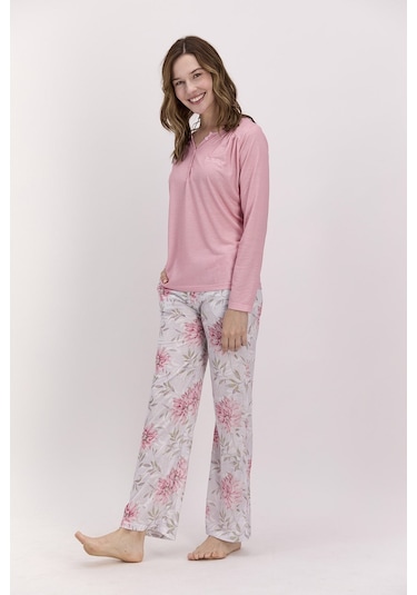 Pierre Cardin Çiçekli Açık Pembe Kadın Pijama Takımı 5274-28121