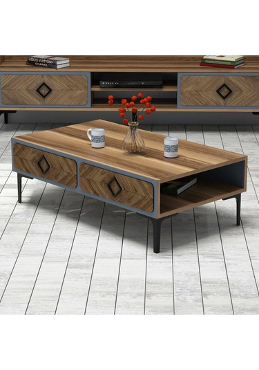 Variant Samba Orta Sehpa - Ceviz/Mavi