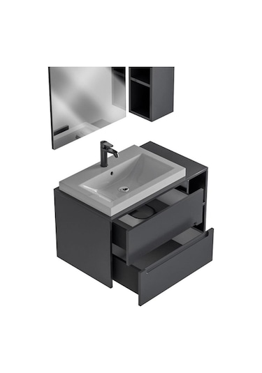 Belinza Aurora Banyo Dolabı Takımı Antrasit 85 Cm Takım 4 Parça Antrasit