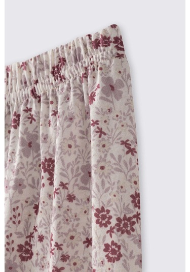 Panço Çiçek Desenli Ekru Kız Çocuk Tayt 2521gb12013 Ekru