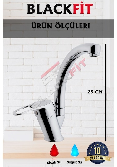 Mix Eviye Bataryası Çift Su Girişli Aç Kapa Mutfak Bataryası Krom