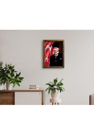 Bk Home Atatürk Tasarımlı Doğal Masif Ahşap Çerçeveli Tablo 45X65 (551057722)