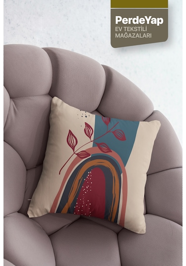 Mavi Ve Kırmızının Uyumu Desenli 4lü Kırlent Kılıfı