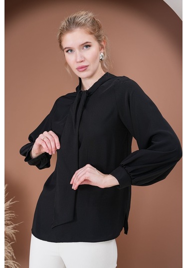 Rima Elegance Bağlamalı Bluz Siyah