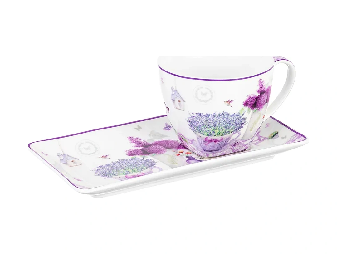 Elan Gallery Çatal Ve Bardağı Olan Lavanta Desenli Tatlı Fincanı, 250 Ml 60347642 Yeşil