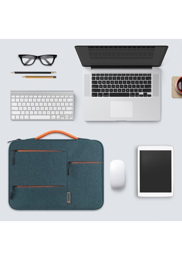 Reedark 15 İnç İş Portföyü Su Geçirmez Polyester Dizüstü Bilgisayar Çantası Lacivert Pu Kollü Taşınım Kolaylığı Lacivert