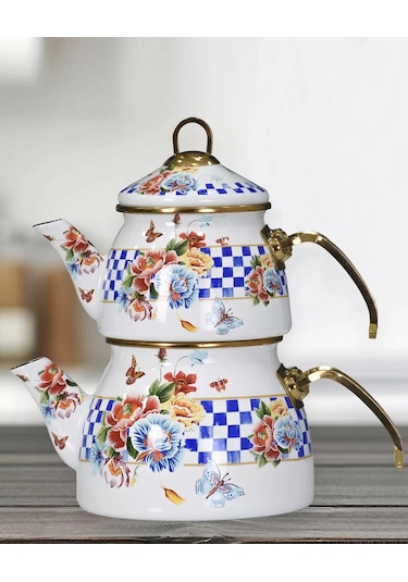 Pr Home Allegro Emaye Çaydanlık Takımı Beyaz