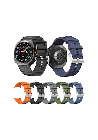 Samsung Galaxy Uyumlu Watch Ultra 47mm / Ultra 2025 İçin Düz Renk Spor Silikon Saat Bandı Gece Mavisi