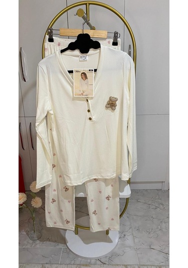 Kaşkorse Pijama Takımı Beyaz