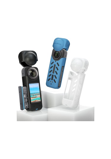 Youmex Insta360 X4 İçin Mavi Silikon Korumalı Kılıf - Lens + Gövde Seti, Anti-düşük, Kaymaz Doku, Kolay Kurulum X4-bht818