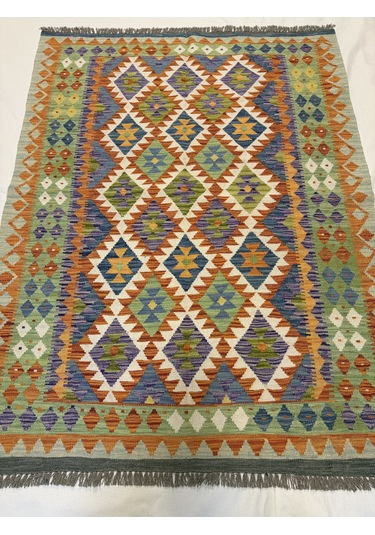 El Dokuma Afgan Kilim 100% Yün Harıka Desenlı Kök Boya Yeni Model Çok Renkli