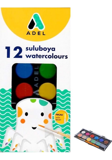 Adel Sulu Boya 12 Renk Orta Boy Fırçalı