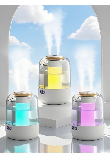 7go 7g-uhd1 Ultrasonik Çift Çıkışlı Hava Nemlendirici 2l Su Kapasiteli, Usb-c, Led Işıklı, Sessiz