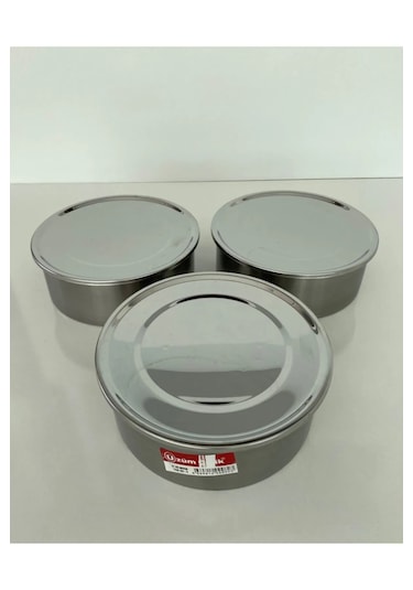 Mobilreyon Sefer Tası 3'lü Krom Çelik Sefertası 1 Kişilik 13-5cm