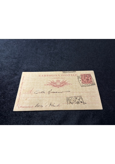 İtalya Antiye 1891 Yıllından Postadan Geçmiş Cartolina Postale Dieci Centesimi 10 Cent Kendinden Pullu