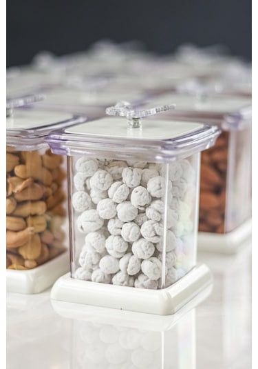 Akrilik Beyaz 12 Li Baharat Kavanozu & Baharatlık & Baharatlık Seti 200 ML ( CAM DEĞİLDİR) Beyaz