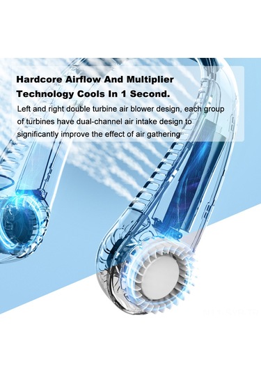 Symbee Taşınabilir Boyun Fanı - 5 Hızlı, Şarj Edilebilir, 1200mah Pil, Spor Ve Dış Mekan Kullanımı İçin Beyaz