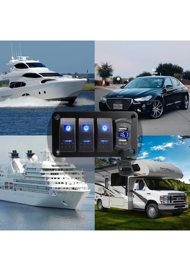 Xuweiwei 6 Yol 4x4 Alüminyum Joystick Paneli Çift Usb 42a Hızlı Şarj Mavi Led Aydınlatma Voltaj Göstergesi Otomotiv Aksesuarı