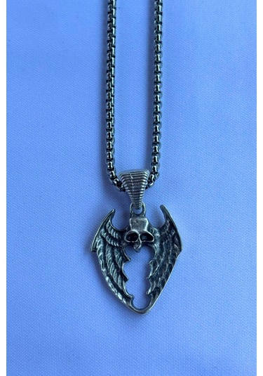 Yarasalı El İşçiliği Paslanmaz Çelik Zincir Erkek Kolye Gümüş