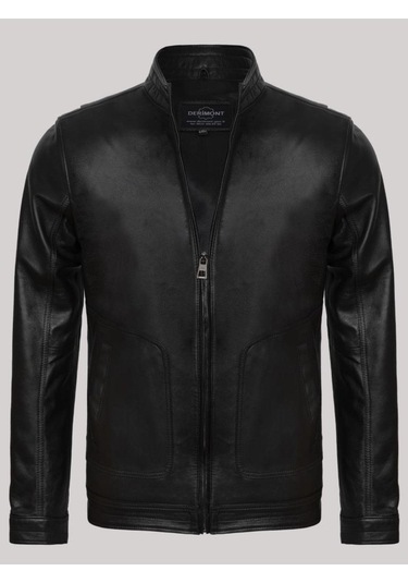 Hakiki Kuzu Derisi Siyah Erkek Deri Mont Neymar Deri Ceket Siyah