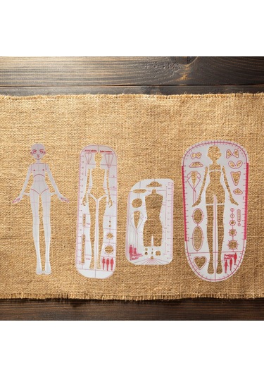 Suntek 4 Parça Moda Çizim Şablonu Cetvel Seti Taslak