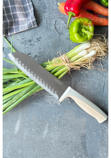 Neoflam Fika Microban Santoku Bıçağı 18 Cm Bej D-neofsk018