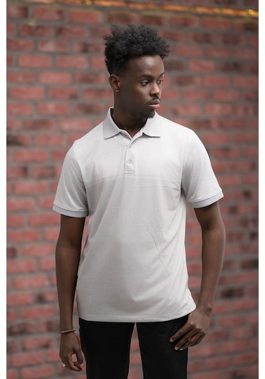 Advante Regular Fit Likralı Pano Desenli Polo Yaka T-shirt Gri