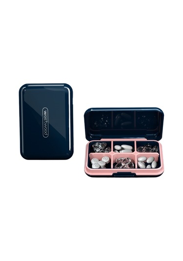 Yeiuyi7 Güvenlik Büyük Kapasiteli 6 Izgara Sınıflandırma Şeffaf Dikdörtgen Hap Kutusu Mavi